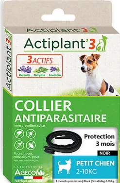 ActiPlant'3 - Collier Antiparasitaire pour Petit Chien - Noir