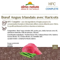 Almo Nature - Pâtée en Barquette HFC Bœuf et Haricots pour Chiens - 85g