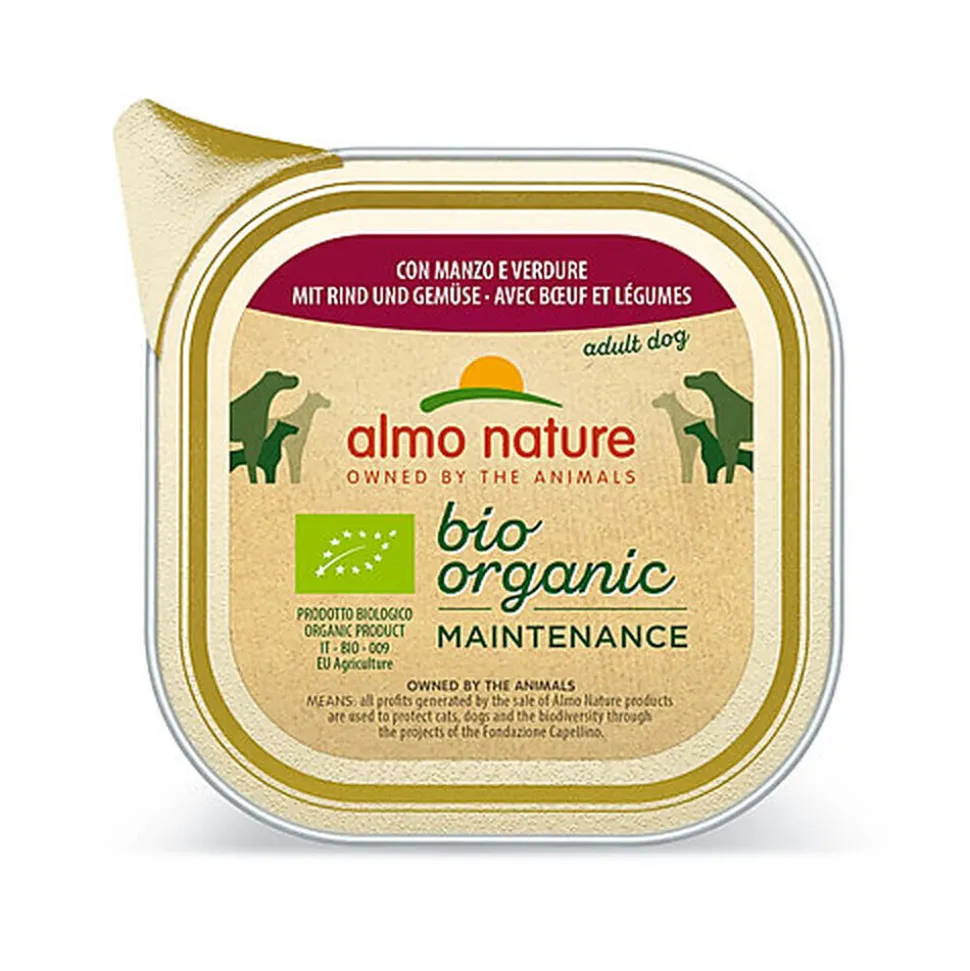 Almo Nature - Pâtée en Barquette Daily Menu Bio au Boeuf et Légumes pour Chien