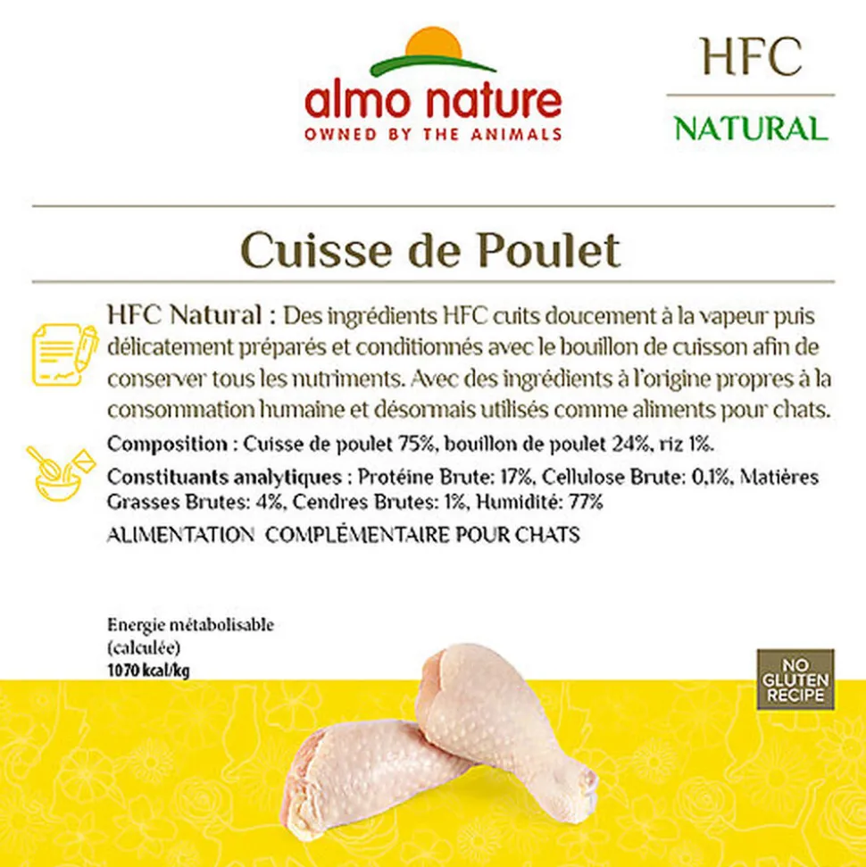 Almo Nature - Pâtée en Boîte HFC Natural Cuisse de Poulet pour Chat - 70g