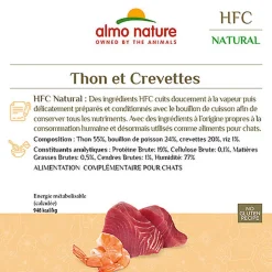Almo Nature - Pâtée en Boîte HFC Natural Thon et Crevettes pour Chat - 70g