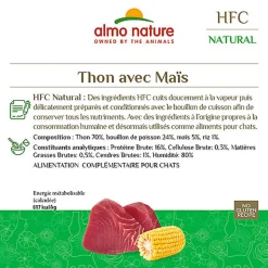 Almo Nature - Pâtée en Boîte HFC Natural Thon et Maïs pour Chat - 70g