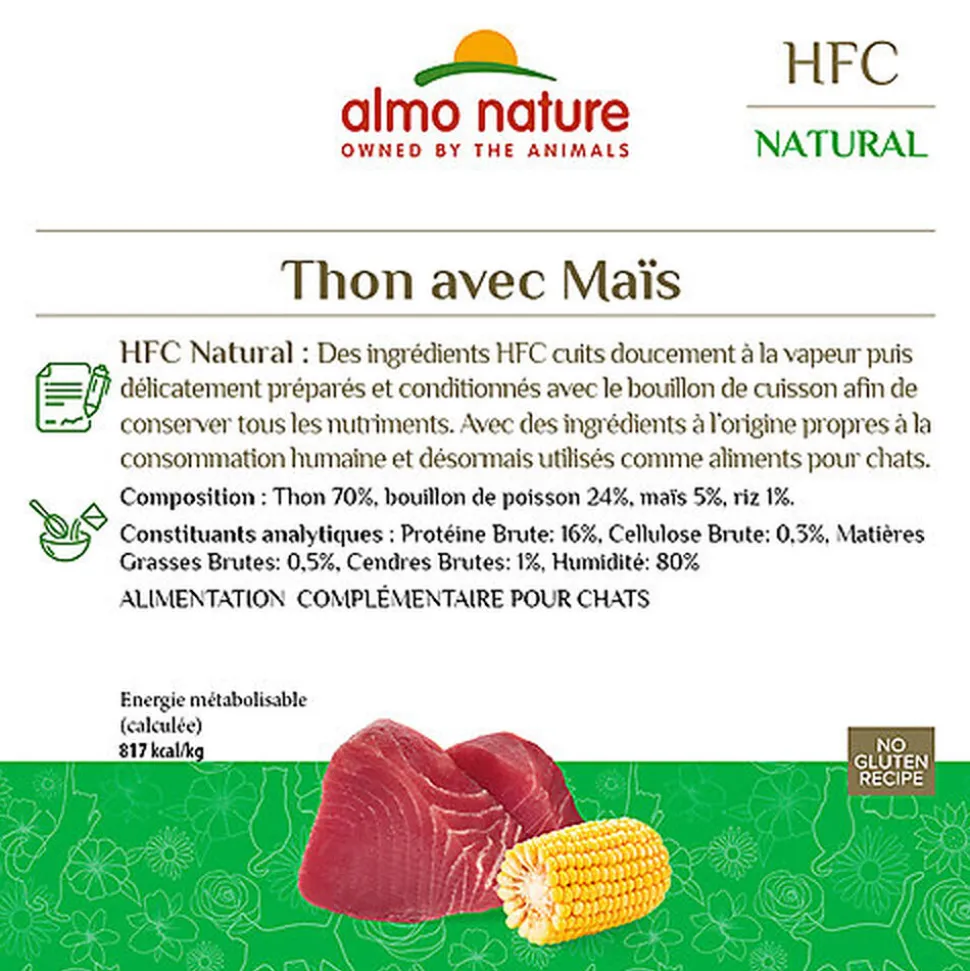 Almo Nature - Pâtée en Boîte HFC Natural Thon et Maïs pour Chat - 70g