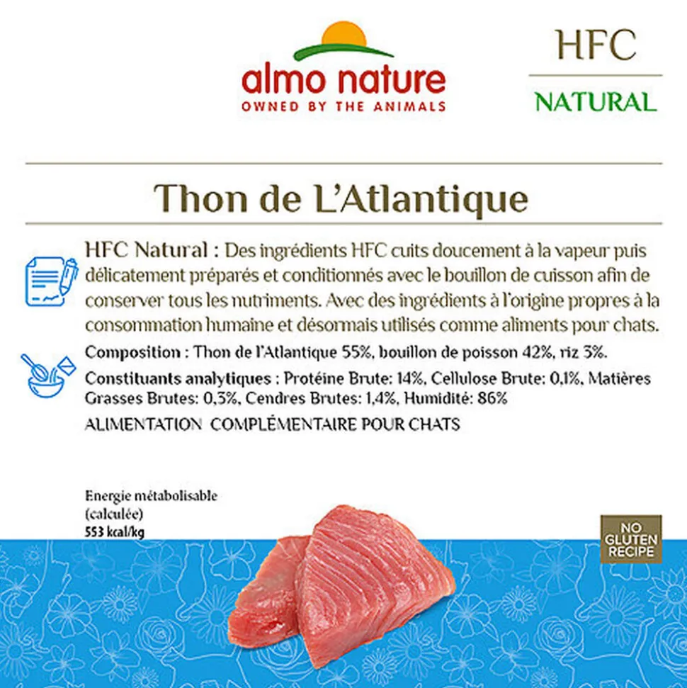 Almo Nature - Pâtée en Boîte HFC Natural Thon de l'Atlantique pour Chat