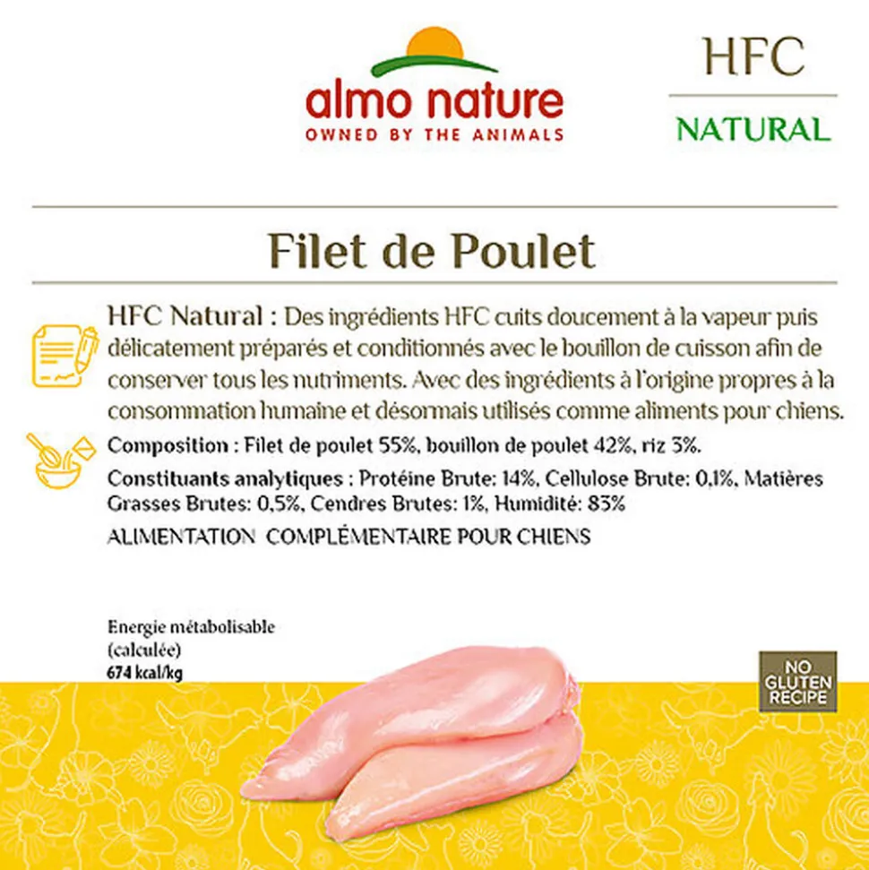 Almo Nature - Pâtée en Boîte HFC Filet de Poulet pour Chien