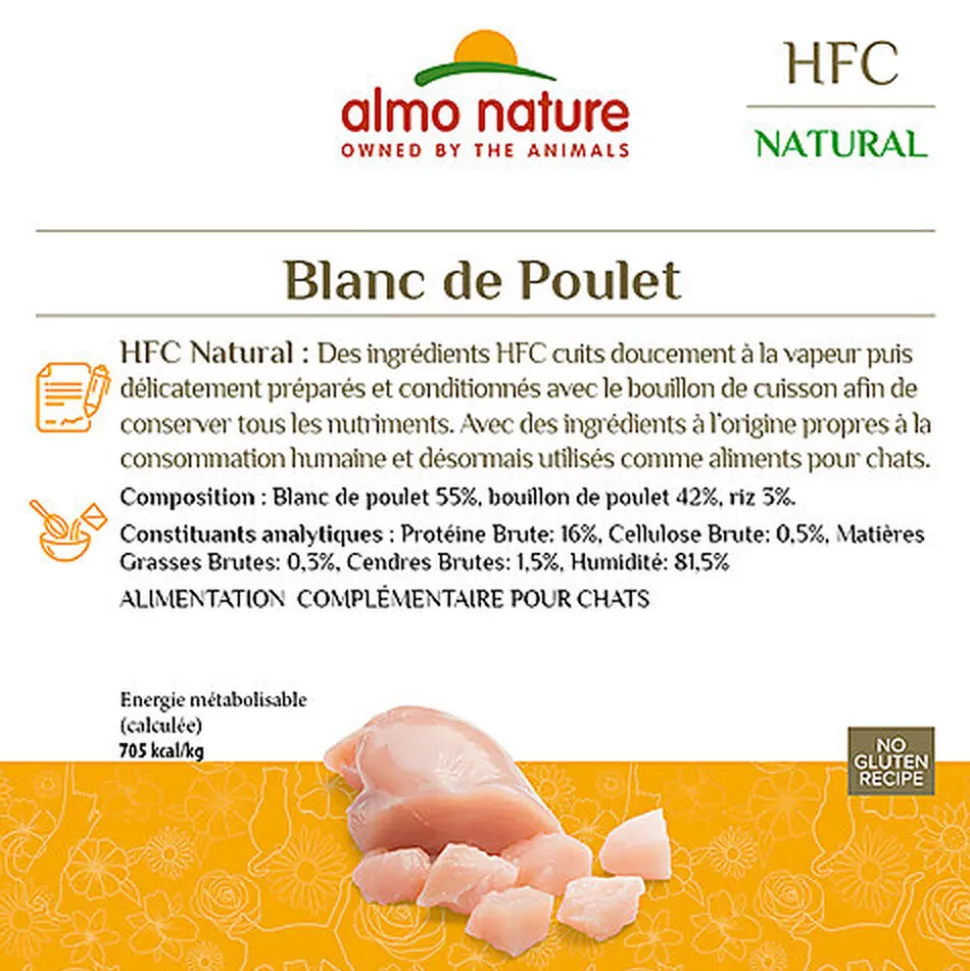 Almo Nature - Pâtée en Boîte HFC Natural Blanc de Poulet pour Chat