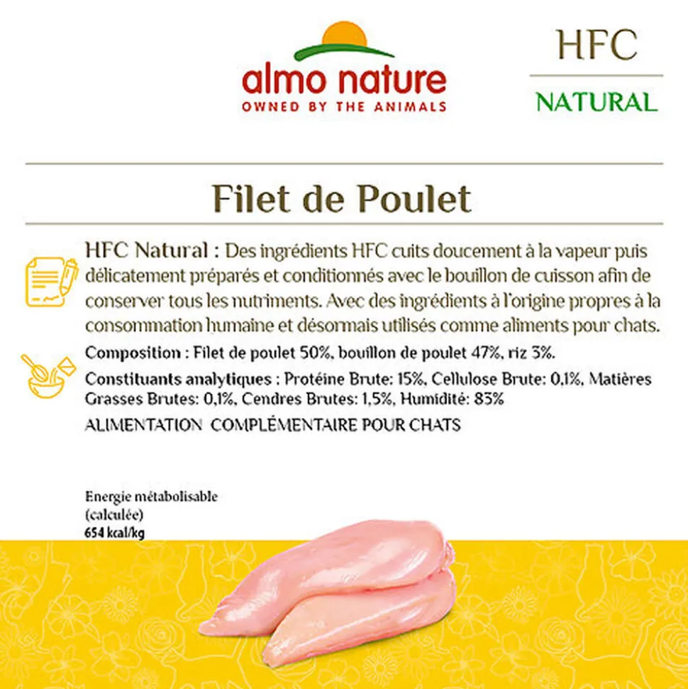 Almo Nature - Pâtée en Pochon HFC Mega Pack Filet de Poulet pour Chat - 6x55g