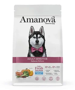 Amanova - Croquettes Adult Sensitive sans Céréales au Saumon pour Chiens - 10Kg