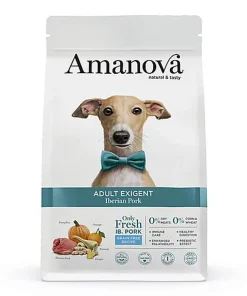 Amanova - Croquettes Adult Exigent sans Céréales au Porc pour Chiens - 10Kg