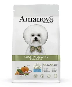 Amanova - Croquettes Adult Mini Digestive sans Céréales au Lapin pour Chiens - 7Kg