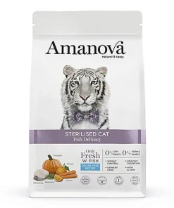 Amanova - Croquettes au Poisson pour Chats Stérilisés - 1,5Kg