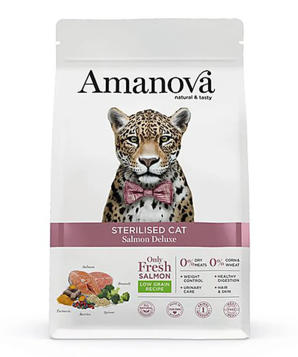 Amanova - Croquettes au Saumon pour Chats Stérilisés - 1,5Kg