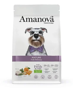 Amanova - Croquettes Mature au Poisson pour Chiens - 2Kg
