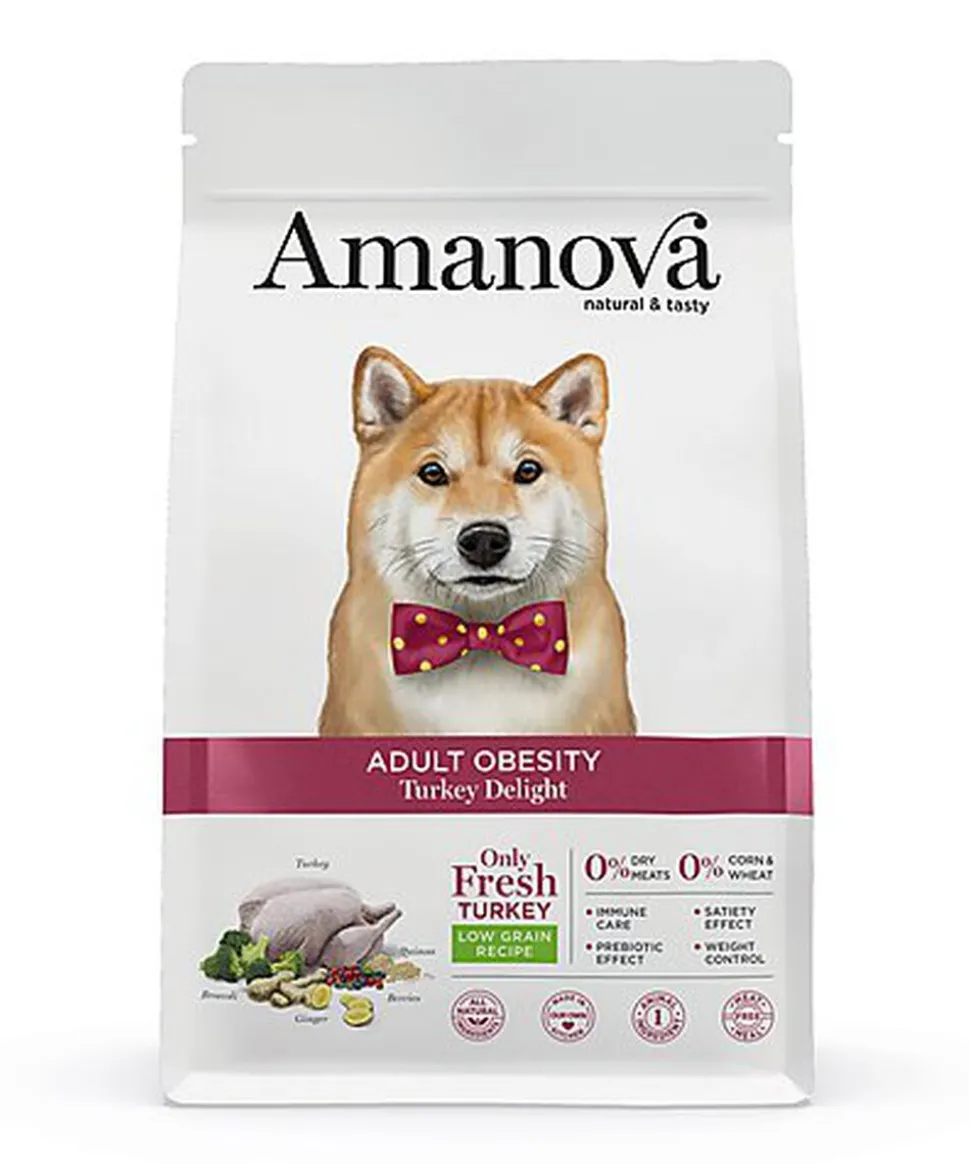 Amanova - Croquettes Obesity à la Dinde pour Chiens - 2Kg