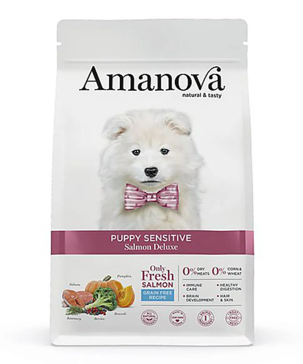Amanova - Croquettes Puppy Sensitive au Saumon pour Chiots - 7Kg