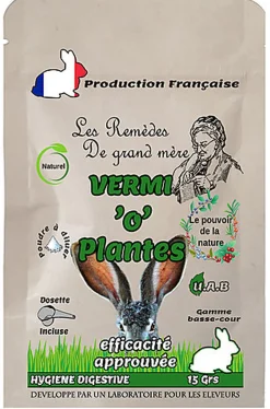 Animalgeo - Sachet Vermifuge Naturel Vermi 'O' Plantes pour Lapins - 15g
