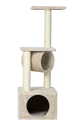 Animalis - Arbre à Chat Tube avec 2 Plateaux - Écru