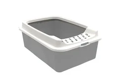 Animalis - Bac à Litière avec Rebord pour Chat - Gris