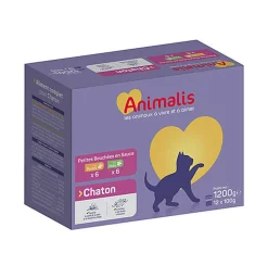 Animalis - Bouchées en Sauce aux Viandes pour Chaton - 12x100g