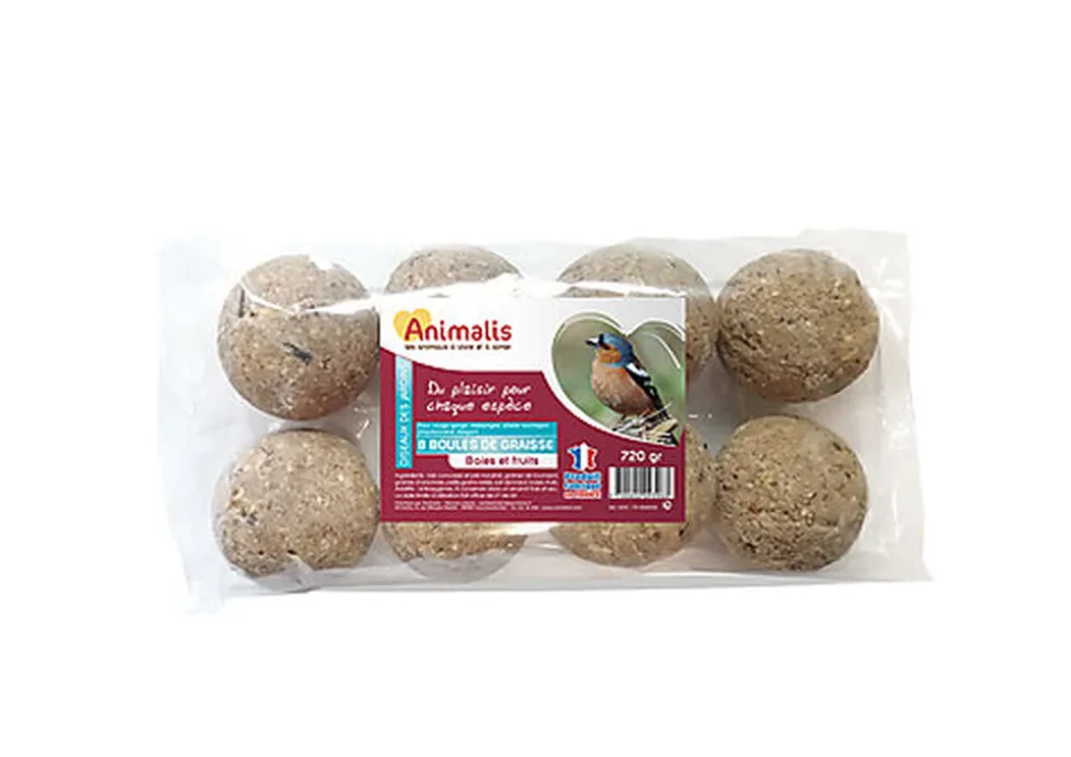 Animalis - Boules de Graisse aux Baies et Fruits pour Oiseaux des Jardins - x8