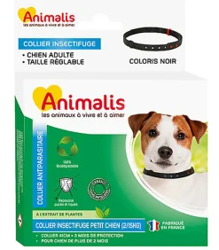 Animalis - Collier Antiparasitaire Noir pour Petit Chien - 41cm