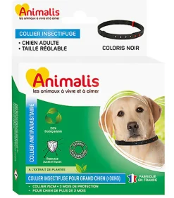 Animalis - Collier Antiparasitaire Noir pour Grand Chien - 75cm