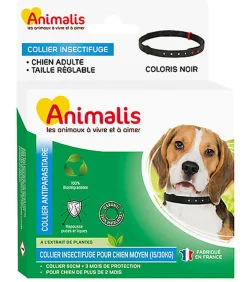 Animalis - Collier Antiparasitaire Noir pour Chien - 60cm