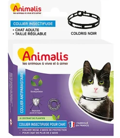 Animalis - Collier Antiparasitaire Noir pour Chat - 35cm