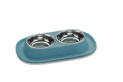 Animalis - Gamelle Double en Inox pour Chat - Bleu