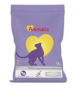Animalis - Litière Agglomérante Blanche pour Chat - 15L
