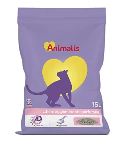Animalis - Litière Agglomérante Parfumée Poudre de Bébé pour Chat - 15L
