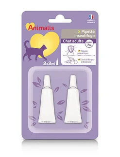 Animalis - Répulsif Insectifuge en Pipette pour Chat - 2x2ml