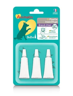 Animalis - Répulsif Insectifuge en Pipette pour Grand Chien - 3x2ml