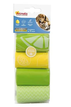 Animalis - Sacs Propreté Parfum Citron pour Chien et Chat - 4x15
