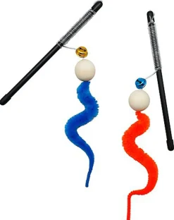 Anka - Canne à Pêche Balle Bois et Serpentin pour Chat - 34cm