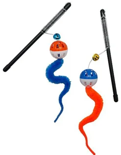 Anka - Canne à Pêche Balle Plastique et Serpentin pour Chat - 34cm