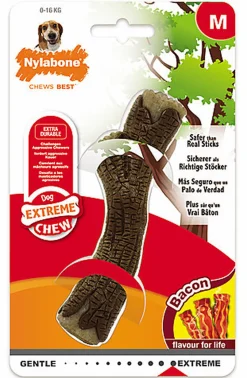 Anka - Jouet Stick Nylabone Wooden au Bacon pour Chien - M