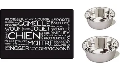 Anka - Set 2 Gamelles Inox + Tapis Aimanté pour Chiens - Ø20cm/16,5cm