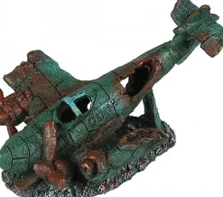 Aquadella - Décoration Avion Coulé pour Aquarium - 17x12,5x11cm