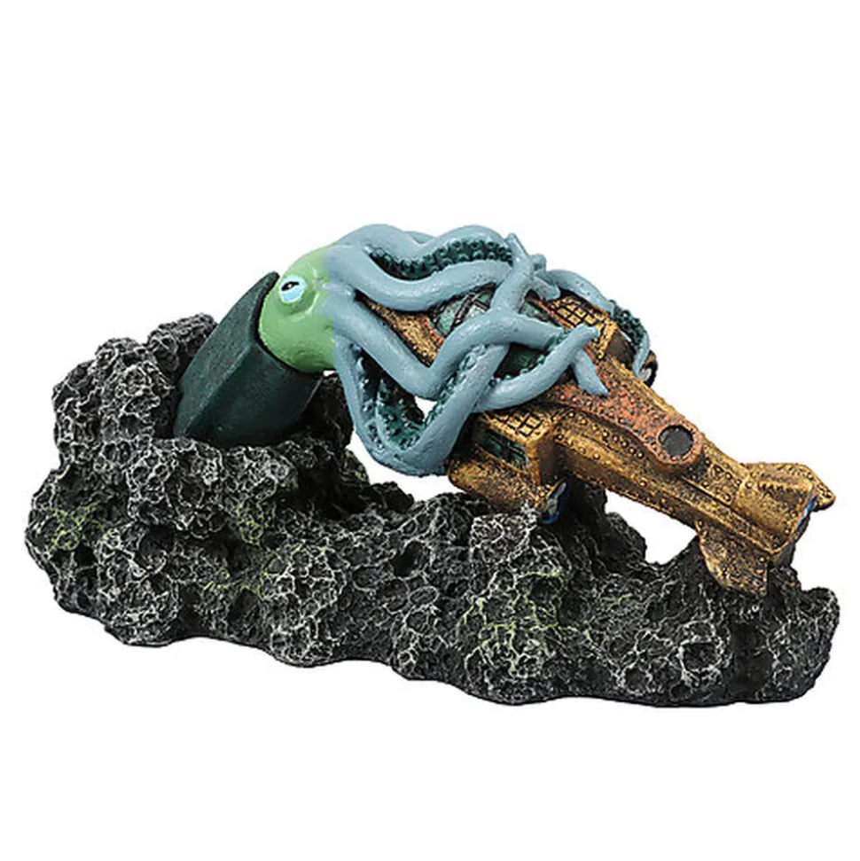 Aquadella - Décoration Steampunk Kraken pour Aquarium - S