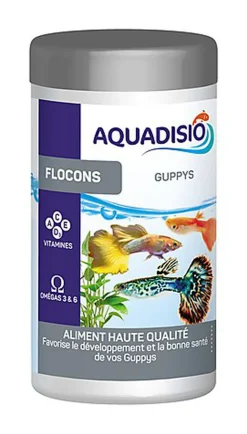 Aquadisio - Aliments en Flocons pour Guppys - 250ml
