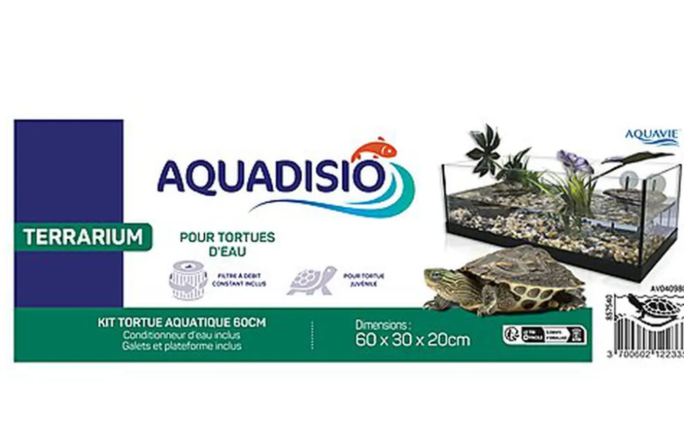 Aquadisio - Terrarium Kit Equipé pour Tortue Aquatique - 60cm