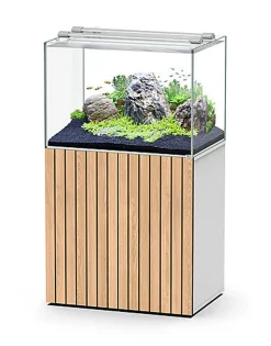 Aquatlantis - Ensemble Aquarium + Meuble Aquascape 80 - Led Blanc avec Porte STRIÉ