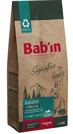 Bab'in - Croquettes Canard pour Chat Stérilisé