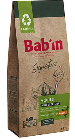 Bab'in - Croquettes Poulet pour Chien Mini Stérilisé