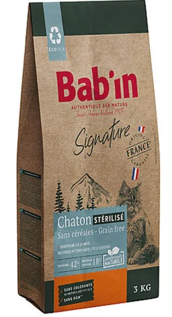Bab'in - Croquettes sans Céréales au Poulet pour Chaton