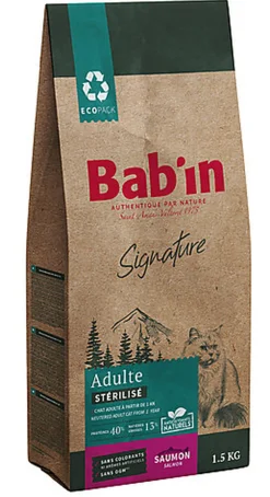 Bab'in - Croquettes Saumon pour Chat Stérilisé