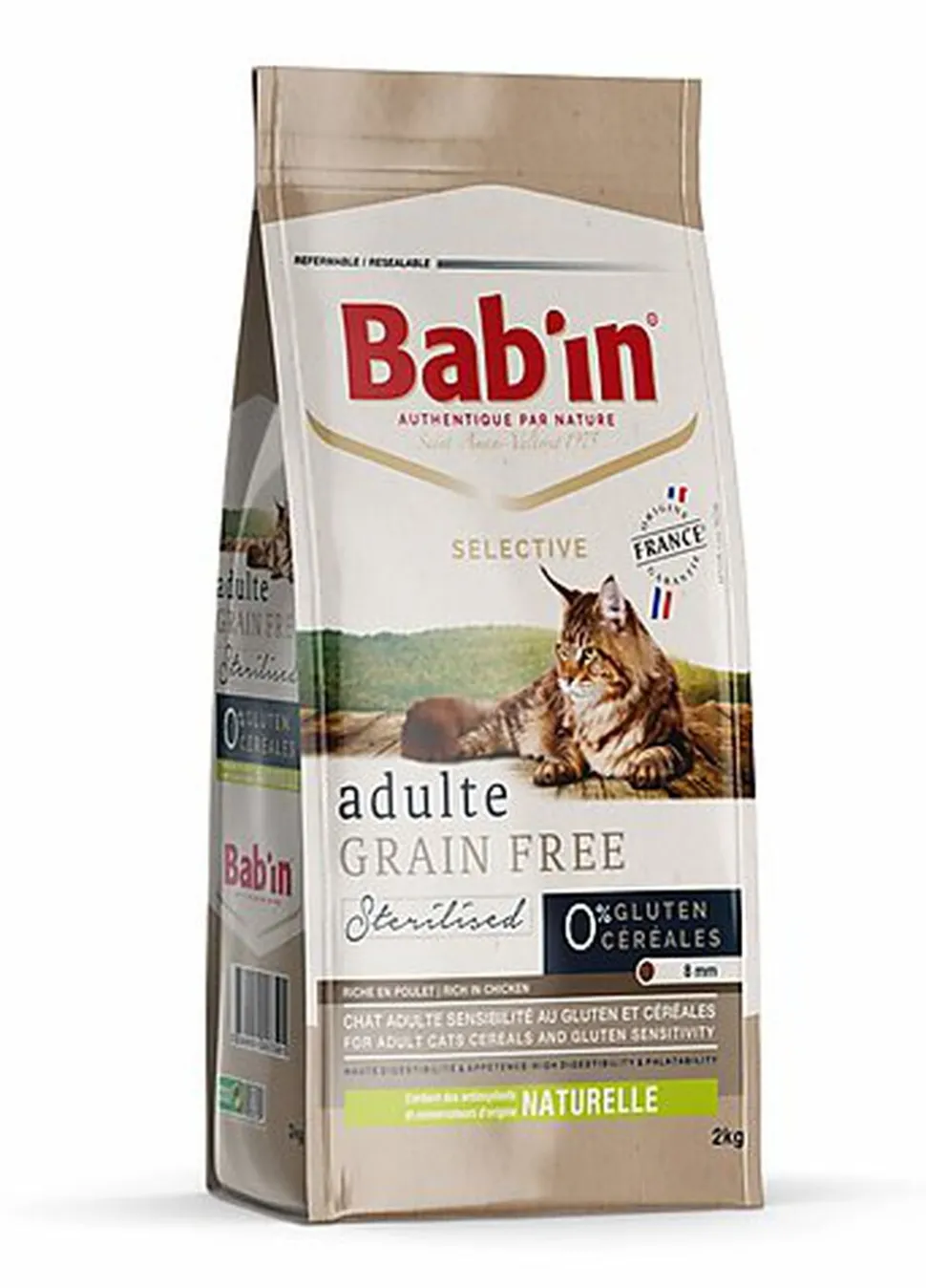 Bab'in - Croquettes SELECTIVE GRAIN FREE Poulet pour Chat - 2Kg
