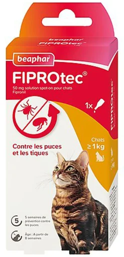 Beaphar - Pipette Antiparasitaire Fiprotec Spot-On pour Chat - 0,50ml