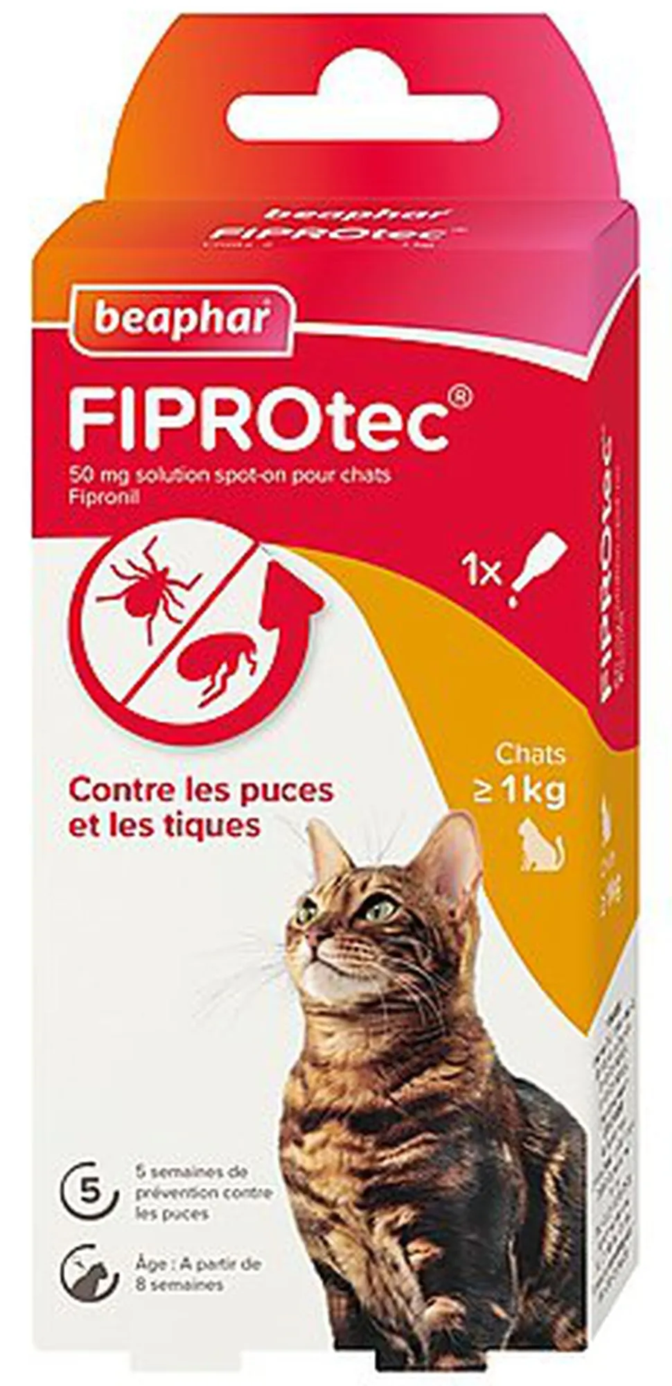 Beaphar - Pipette Antiparasitaire Fiprotec Spot-On pour Chat - 0,50ml